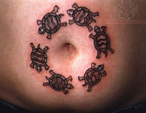 Turtle Ring Tattoos On Belly Button